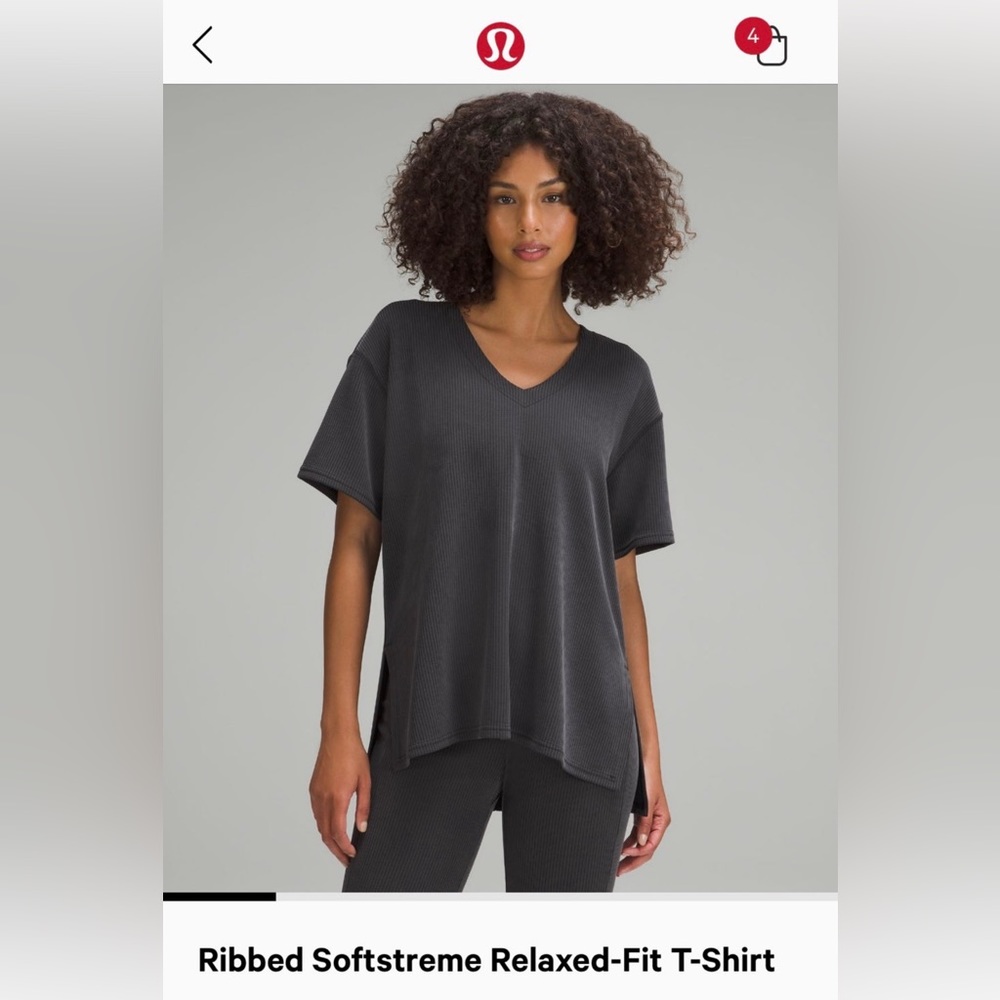 Lululemon Ribbed Softstreme Relaxed-Fit Shirt Black Size 2